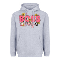 Heather Grey boss lady Heavyweight Hoodie - MaliasSmallBusiness