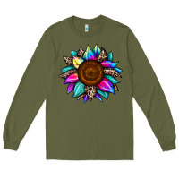 Army Green sunflower tie dye Long Sleeve Tee - JahusDesignShop