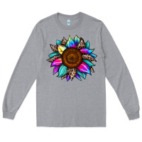 Heather Grey sunflower tie dye Long Sleeve Tee - JahusDesignShop