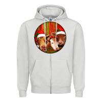 Dove Grey Christmas Cow, Zipper Hoodie - Jasminsmagicworld