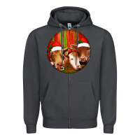 Smoke Christmas Cow, Zipper Hoodie - Jasminsmagicworld