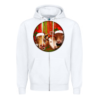 White Christmas Cow, Zipper Hoodie - Jasminsmagicworld