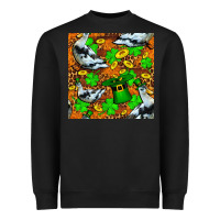 Black St patricks  duck with leprechaun hat  seamless Heavyweight Sweatshirt - FaDigitalArtStudio