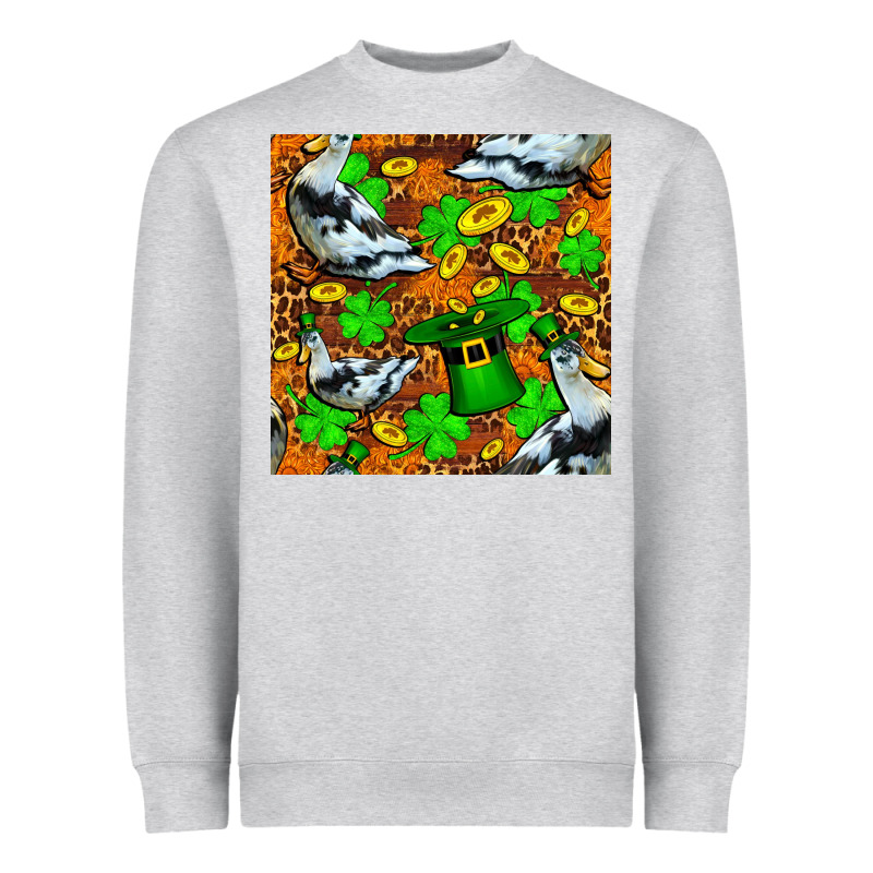 St Patricks  Duck With Leprechaun Hat  Seamless Heavyweight Sweatshirt by FaDigitalArtStudio | Teevron