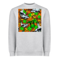 Heather Grey St patricks  duck with leprechaun hat  seamless Heavyweight Sweatshirt - FaDigitalArtStudio