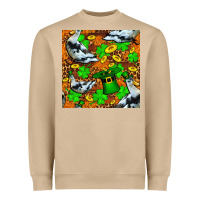 Mushroom St patricks  duck with leprechaun hat  seamless Heavyweight Sweatshirt - FaDigitalArtStudio