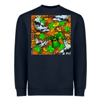Navy St patricks  duck with leprechaun hat  seamless Heavyweight Sweatshirt - FaDigitalArtStudio