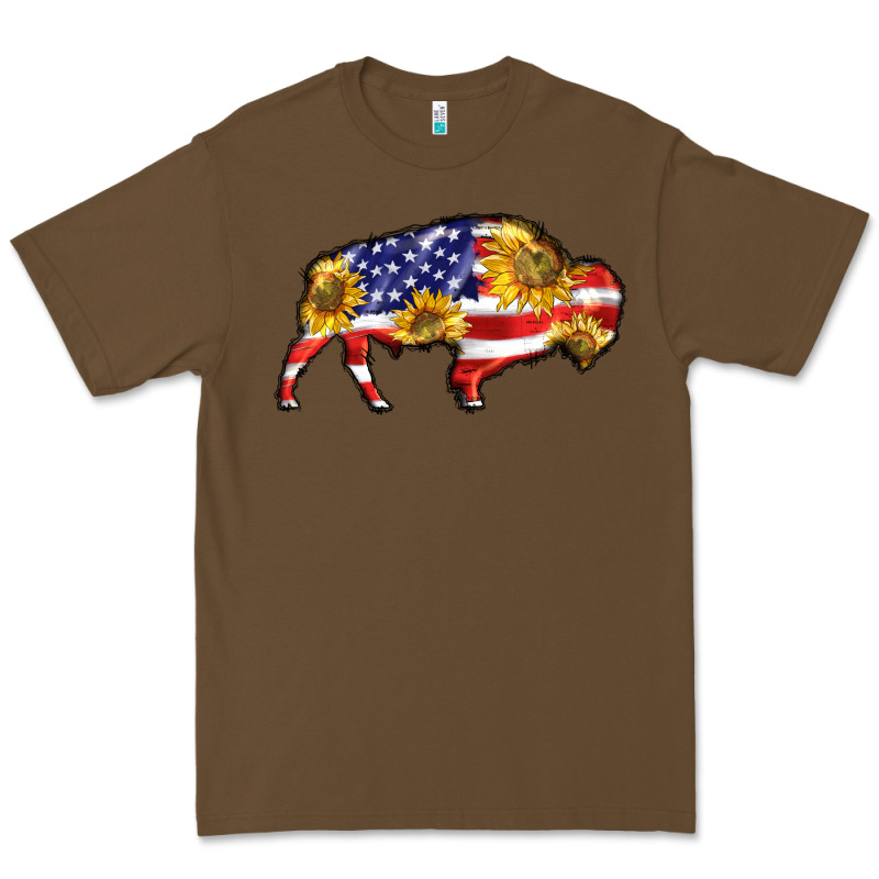 Bison Amerıcan Flag Premium Tee by BarkalooDesign | Teevron