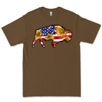 Cacao bison amerıcan flag Premium Tee - BarkalooDesign