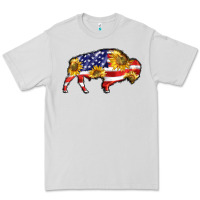 Dove Grey bison amerıcan flag Premium Tee - BarkalooDesign