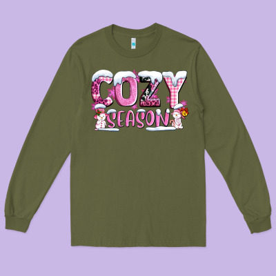 Pink Cozy Season With Snowman Ado Long Sleeve Tee Designed By Adodesignshop