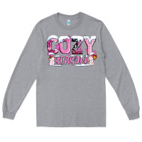 Heather Grey pink cozy season with snowman ado Long Sleeve Tee - AdoDesignShop