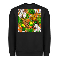 Black St patricks  goat family with balloons seamless Heavyweight Sweatshirt - FaDigitalArtStudio