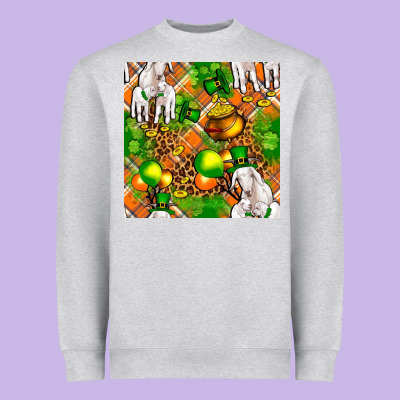 St Patricks  Goat Family With Balloons Seamless Heavyweight Sweatshirt Designed By Fadigitalartstudio