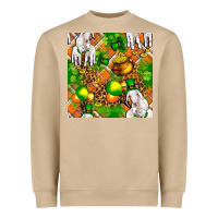 Mushroom St patricks  goat family with balloons seamless Heavyweight Sweatshirt - FaDigitalArtStudio