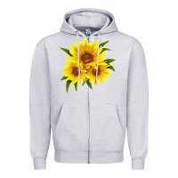 Heather Grey maximillian perennial sunflower Zipper Hoodie - LillyAllenDesigns