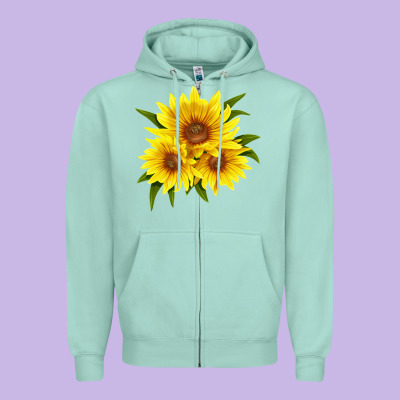 Maximillian Perennial Sunflower Zipper Hoodie Designed By Lillyallendesigns