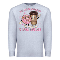 Heather Grey but first cafecito y pan dulce Premium Sweatshirt - MaliasSmallBusiness