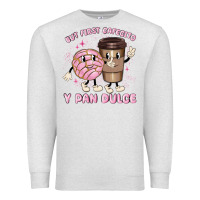 Oatmeal Heather but first cafecito y pan dulce Premium Sweatshirt - MaliasSmallBusiness