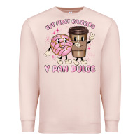 Pale Pink but first cafecito y pan dulce Premium Sweatshirt - MaliasSmallBusiness
