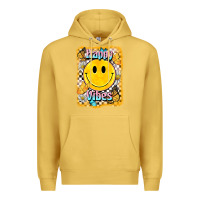 Antique Gold happy vibes smiley face Premium Hoodie - BarkalooDesign