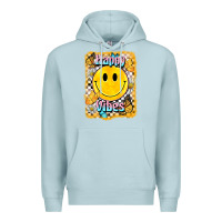 Blue Mist happy vibes smiley face Premium Hoodie - BarkalooDesign