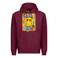 Burgundy happy vibes smiley face Premium Hoodie - BarkalooDesign