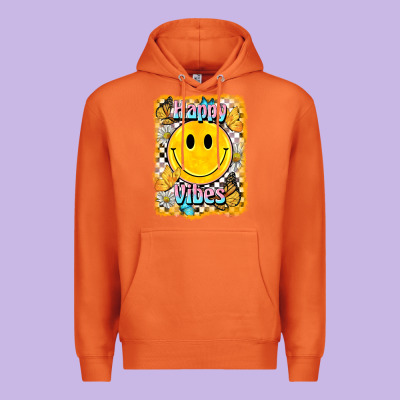 Happy Vibes Smiley Face Premium Hoodie Designed By Barkaloodesign