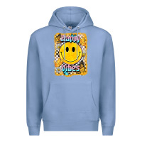 Colony Blue happy vibes smiley face Premium Hoodie - BarkalooDesign