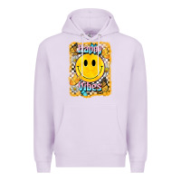 Lilac happy vibes smiley face Premium Hoodie - BarkalooDesign