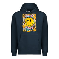 Navy happy vibes smiley face Premium Hoodie - BarkalooDesign