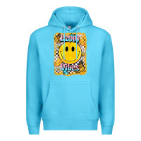 Ocean Blue happy vibes smiley face Premium Hoodie - BarkalooDesign
