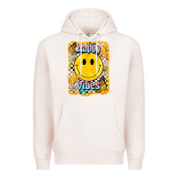 Pale Pink happy vibes smiley face Premium Hoodie - BarkalooDesign