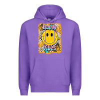 Purple happy vibes smiley face Premium Hoodie - BarkalooDesign