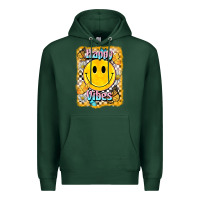 Sports Green happy vibes smiley face Premium Hoodie - BarkalooDesign