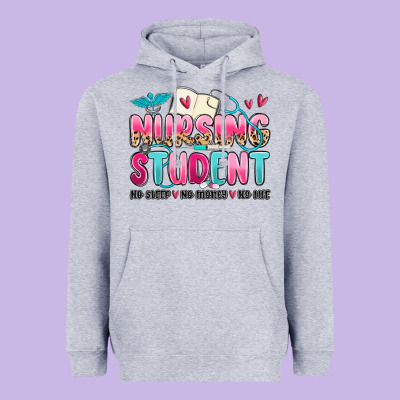 Nursing Student No Sleep No Money No Life Heavyweight Hoodie Designed By Maliassmallbusiness