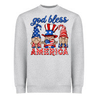 Heather Grey god bless america gnome Heavyweight Sweatshirt - HRA Design Shop