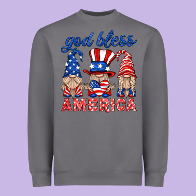 God Bless America Gnome Heavyweight Sweatshirt Designed By Hra Design Shop