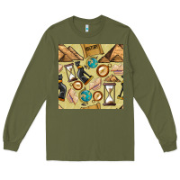 Army Green history seamless pattern Long Sleeve Tee - BundleAndBundleShop