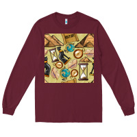 Burgundy history seamless pattern Long Sleeve Tee - BundleAndBundleShop