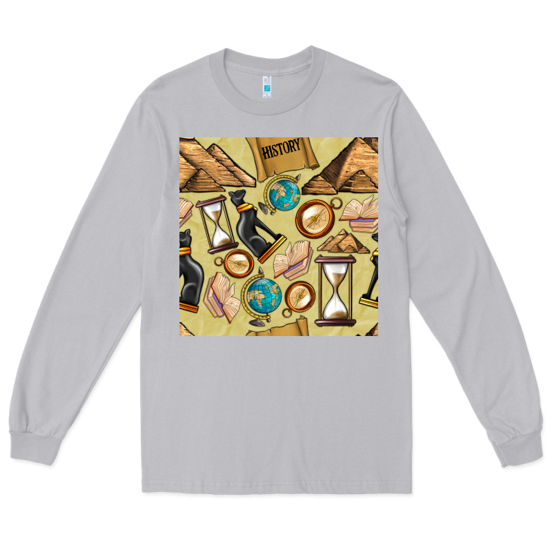 History Seamless Pattern Long Sleeve Tee by BundleAndBundleShop | Teevron