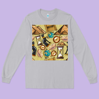History Seamless Pattern Long Sleeve Tee Designed By Bundleandbundleshop