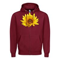 Burgundy Maximillian Perennial Sunflower Zipper Hoodie - LillyAllenDesigns