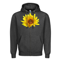 Charcoal Heather Maximillian Perennial Sunflower Zipper Hoodie - LillyAllenDesigns