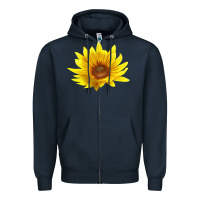 Navy Maximillian Perennial Sunflower Zipper Hoodie - LillyAllenDesigns