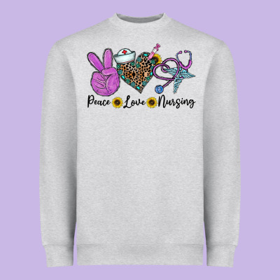Peace Love Nursing Heavyweight Sweatshirt Designed By Cowhidedigitalart