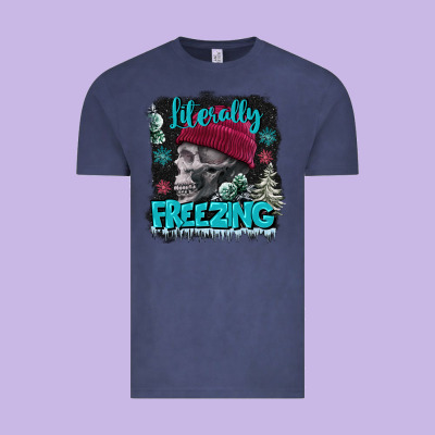 Literally Freezing Skull Vintage Tee Designed By Fadigitalartstudio