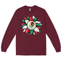 Burgundy sunflower mexican flag Long Sleeve Tee - JahusDesignShop