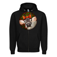 Black Christmas Cow, Zipper Hoodie - Jasminsmagicworld