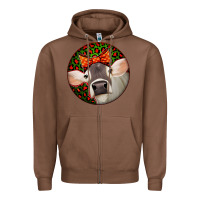 Chestnut Christmas Cow, Zipper Hoodie - Jasminsmagicworld